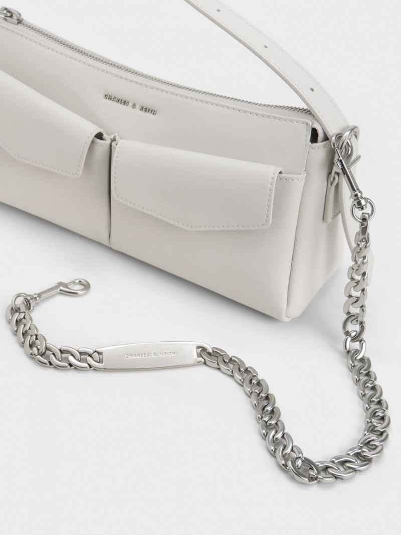 Charles And Keith Double Pouch Shoulder Bags White | PHILIPPINES G491