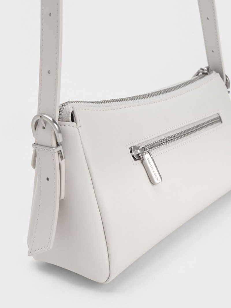 Charles And Keith Double Pouch Shoulder Bags White | PHILIPPINES G491