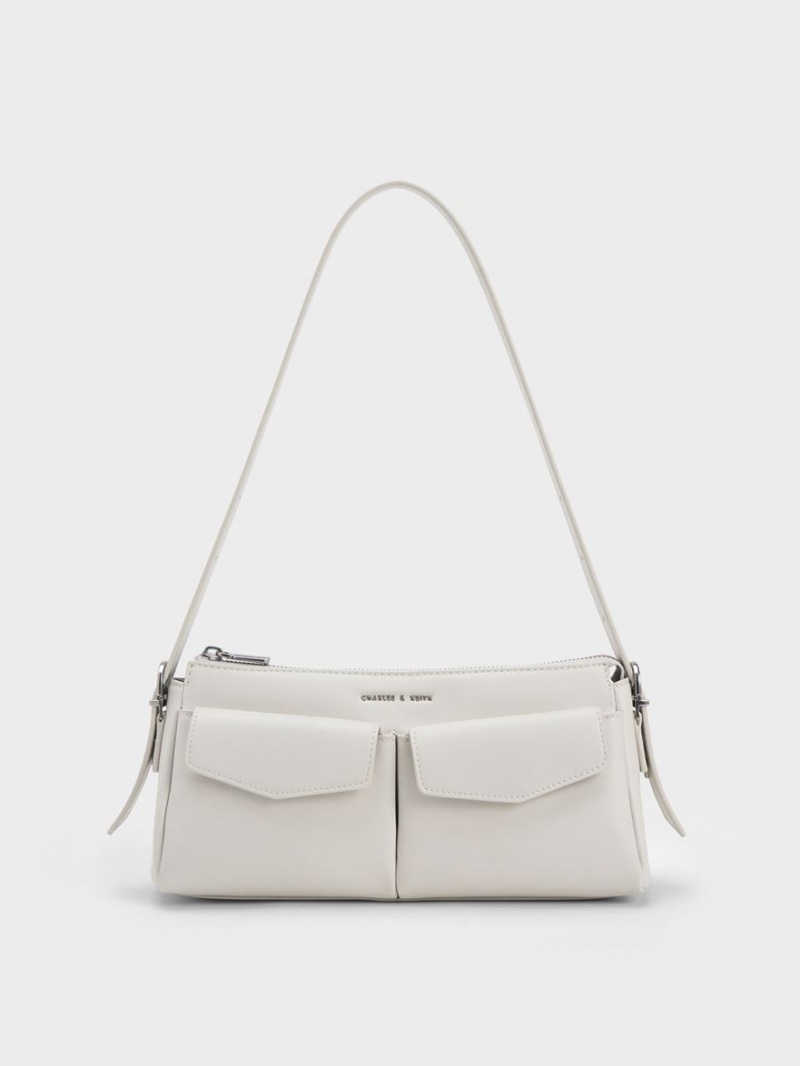 Charles And Keith Double Pouch Shoulder Bags White | PHILIPPINES G491