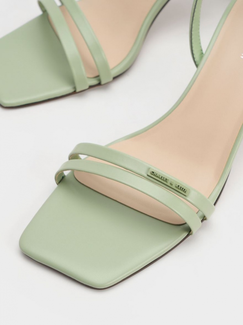 Charles And Keith Double Strap Slingback Heels Sandals Mint | PHILIPPINES B160