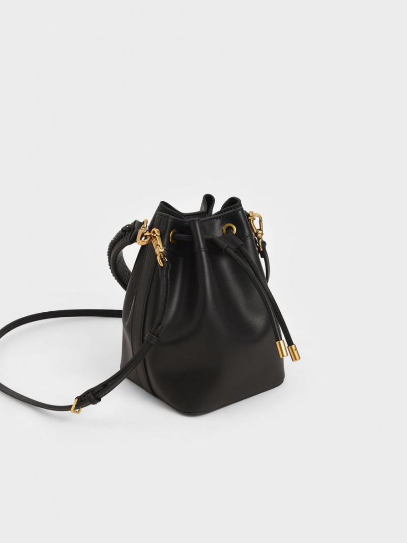 Charles And Keith Drawstring Bucket Bags Black | PHILIPPINES H720