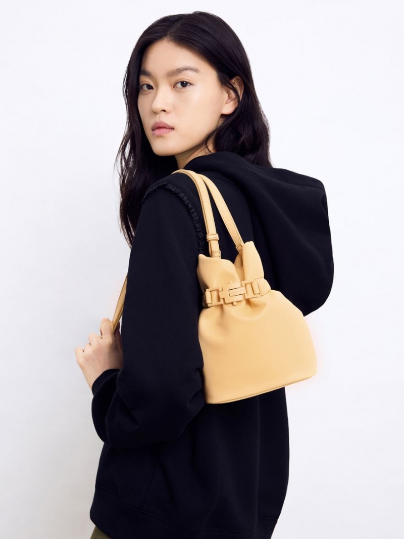 Charles And Keith Dua Bucket Bags Beige | PHILIPPINES S485