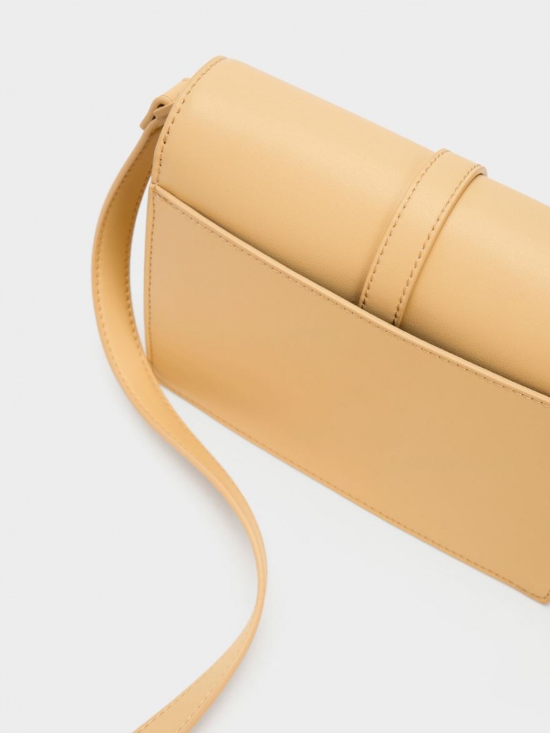 Charles And Keith Dua Buckled Crossbody Bags Beige | PHILIPPINES T316