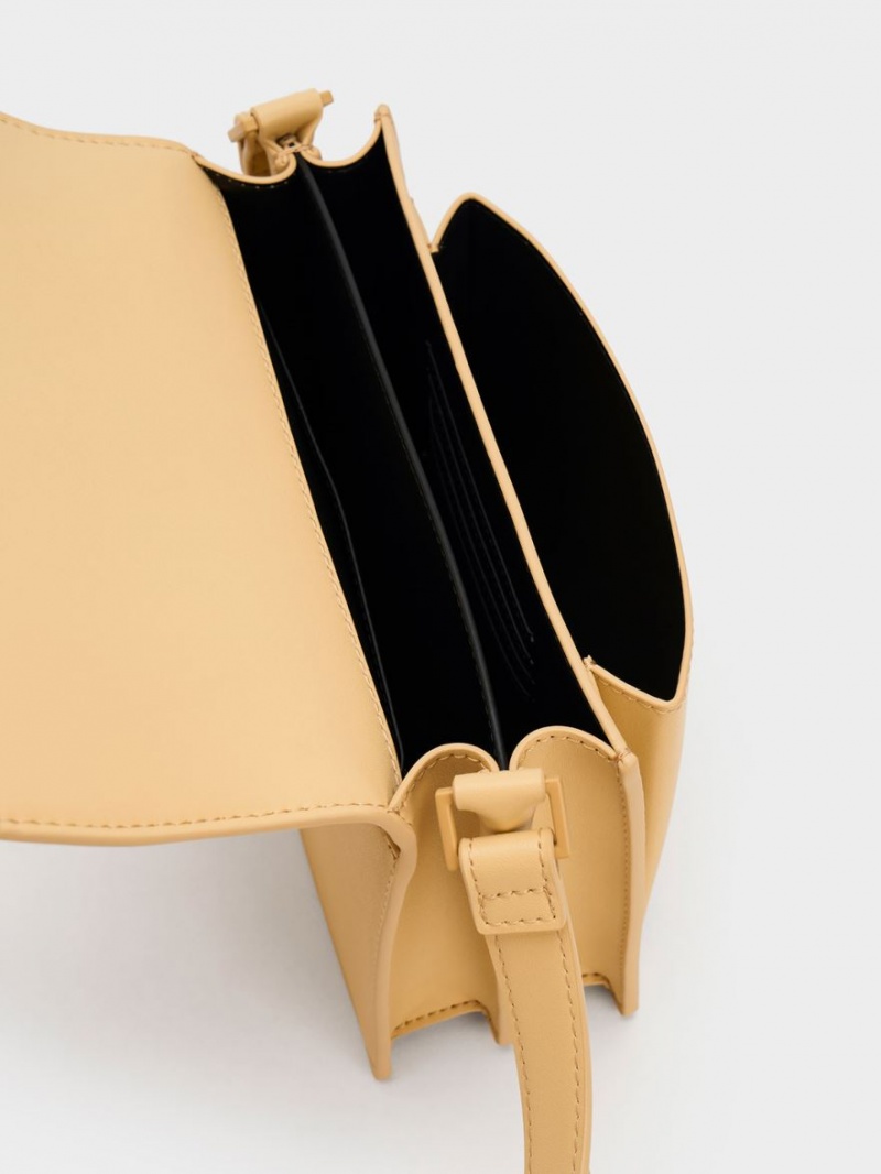 Charles And Keith Dua Buckled Crossbody Bags Beige | PHILIPPINES T316