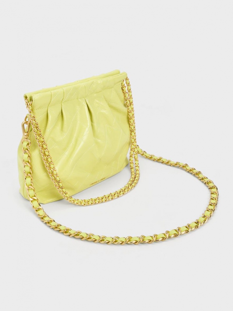 Charles And Keith Duo Chain Handle Shoulder Bags Yellow | PHILIPPINES D413