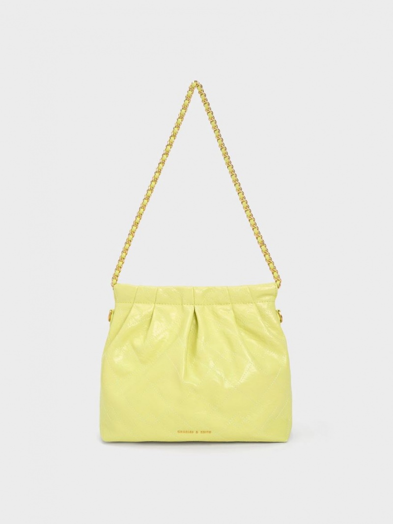 Charles And Keith Duo Chain Handle Shoulder Bags Yellow | PHILIPPINES D413