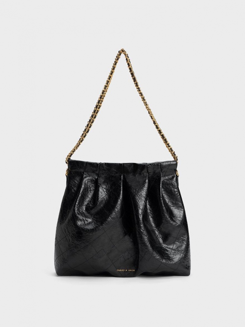 Charles And Keith Duo Double Chain Hobo Bag Black | PHILIPPINES Y460