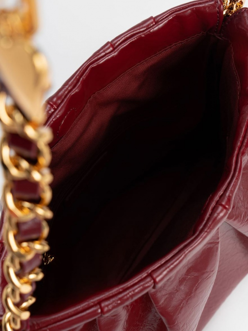 Charles And Keith Duo Double Chain Hobo Bag Burgundy | PHILIPPINES J659