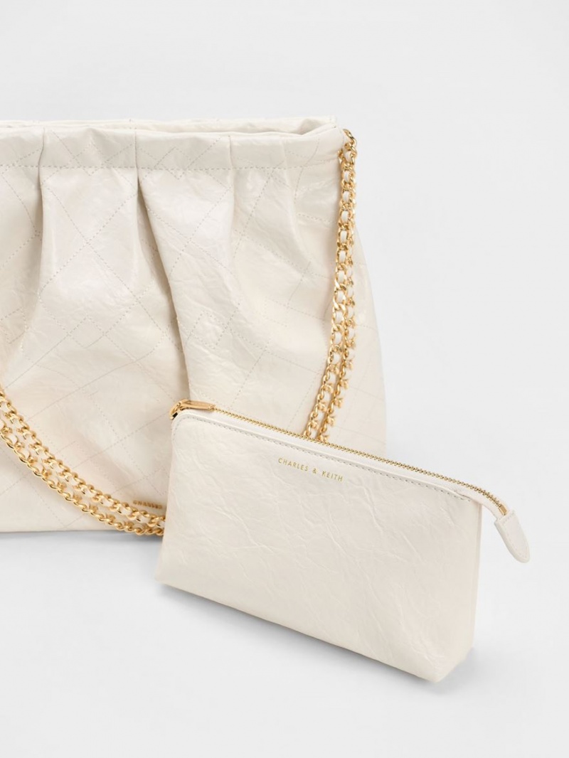 Charles And Keith Duo Double Chain Hobo Bag Cream | PHILIPPINES F560