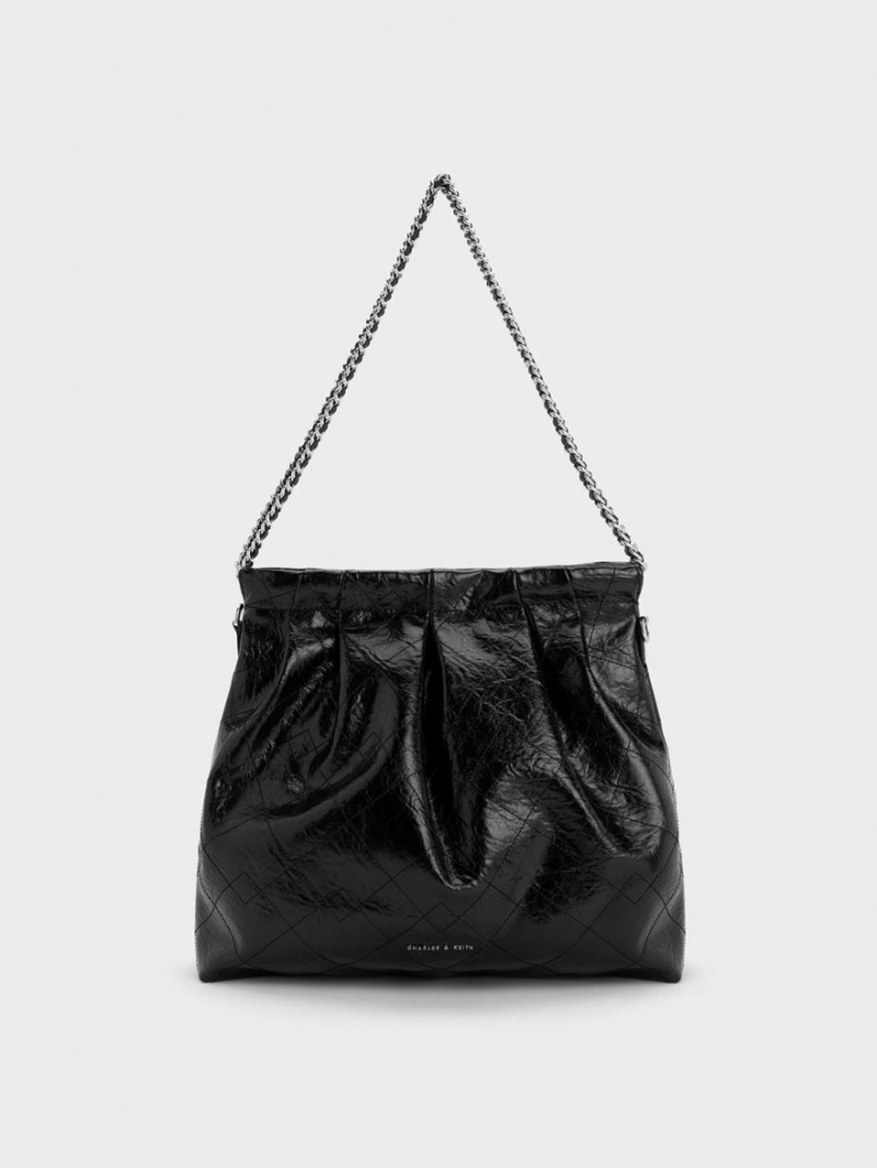 Charles And Keith Duo Double Chain Hobo Bag Black | PHILIPPINES X635