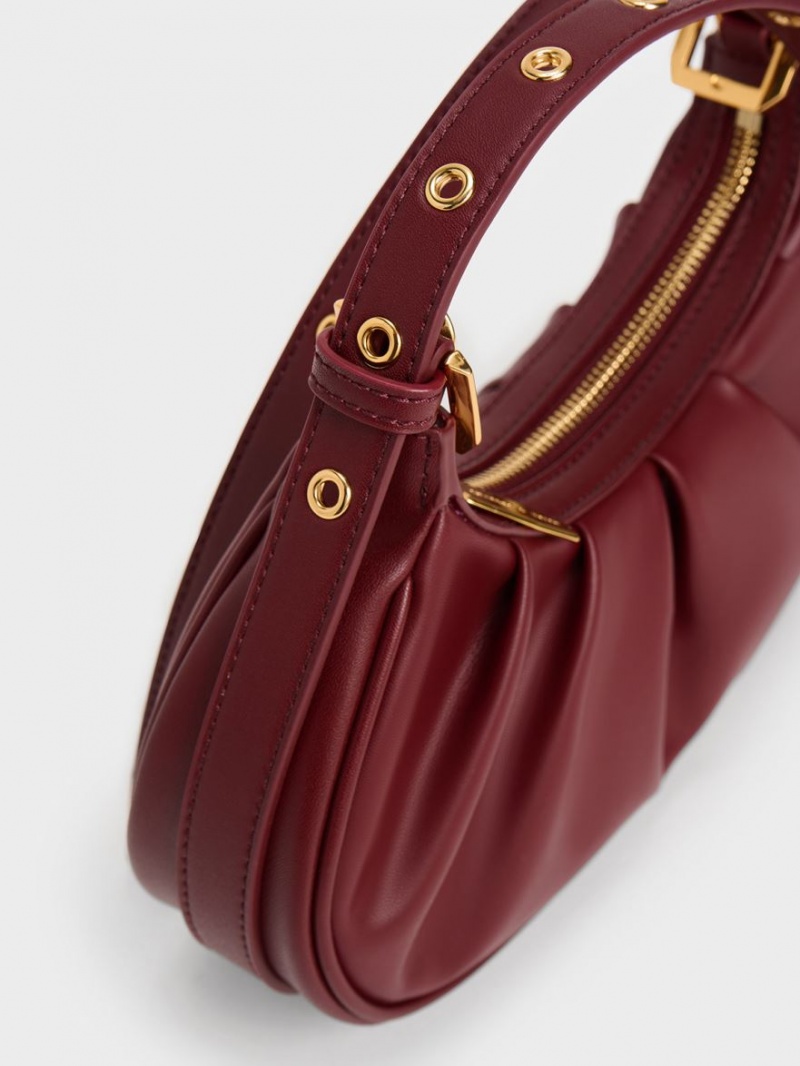 Charles And Keith Duo Ruched Shoulder Bags Burgundy | PHILIPPINES X128