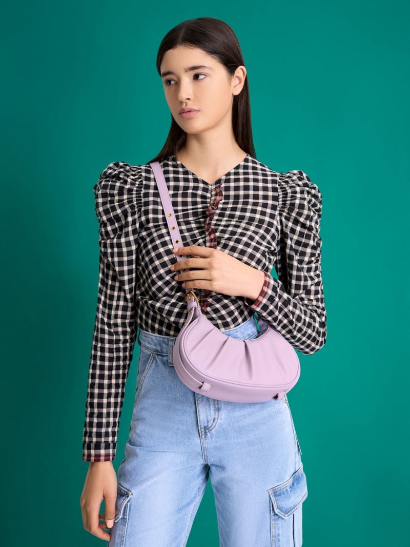 Charles And Keith Duo Ruched Shoulder Bags Purple | PHILIPPINES D854