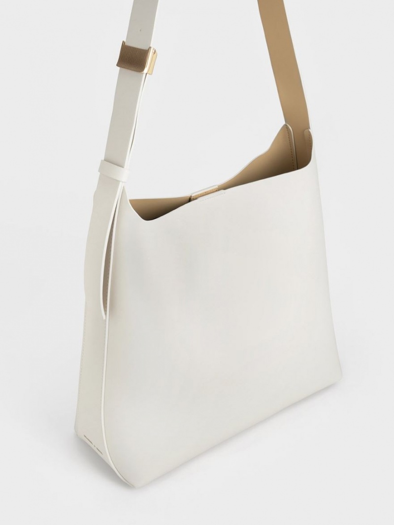 Charles And Keith Edna Tote Bags Cream | PHILIPPINES N134