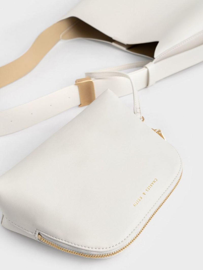 Charles And Keith Edna Tote Bags Cream | PHILIPPINES N134