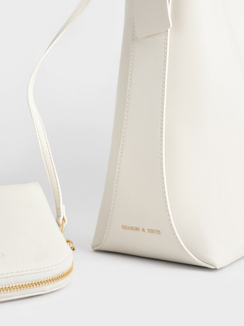 Charles And Keith Edna Tote Bags Cream | PHILIPPINES N134