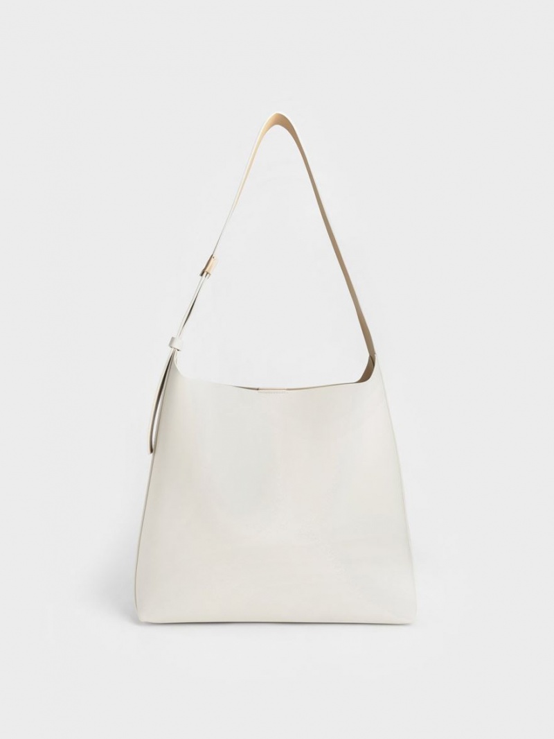 Charles And Keith Edna Tote Bags Cream | PHILIPPINES N134