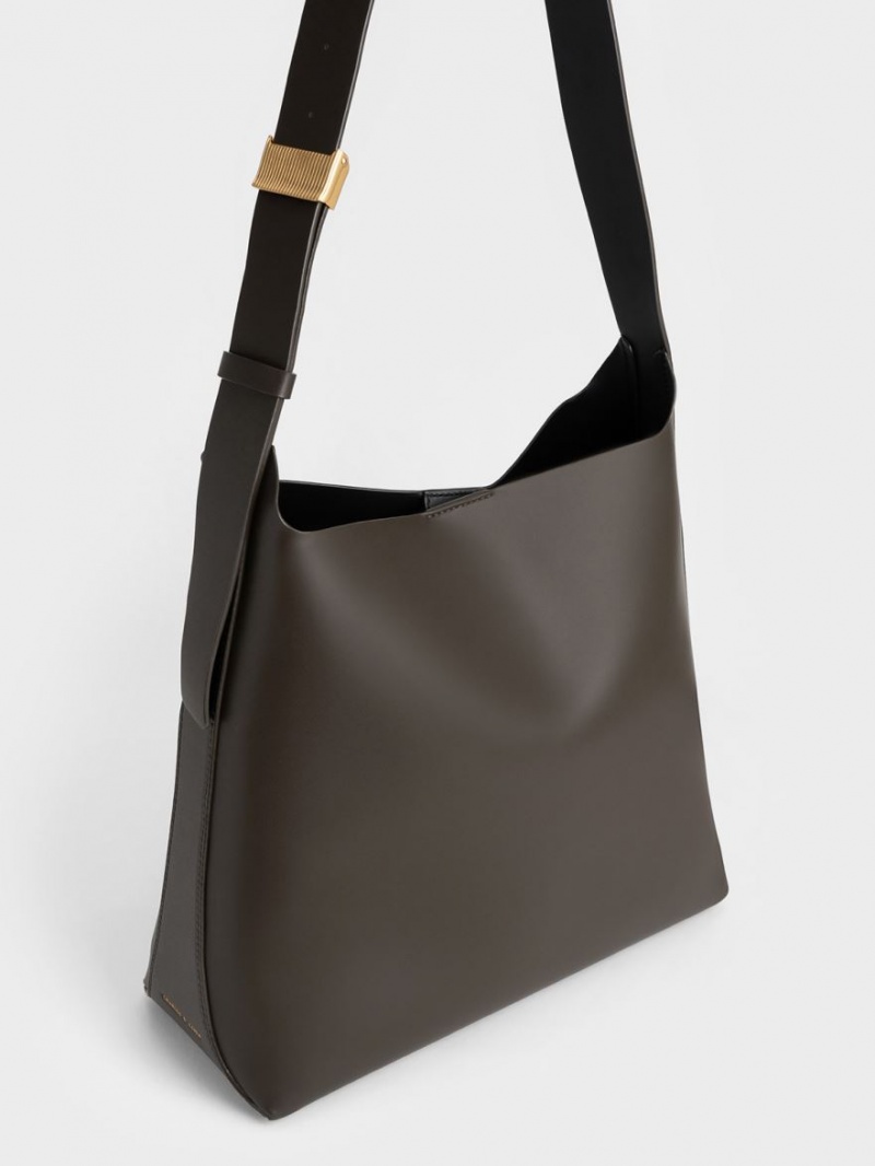 Charles And Keith Edna Tote Bags Dark Brown | PHILIPPINES D526