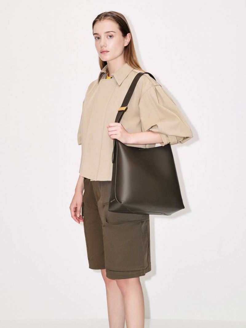 Charles And Keith Edna Tote Bags Dark Brown | PHILIPPINES D526