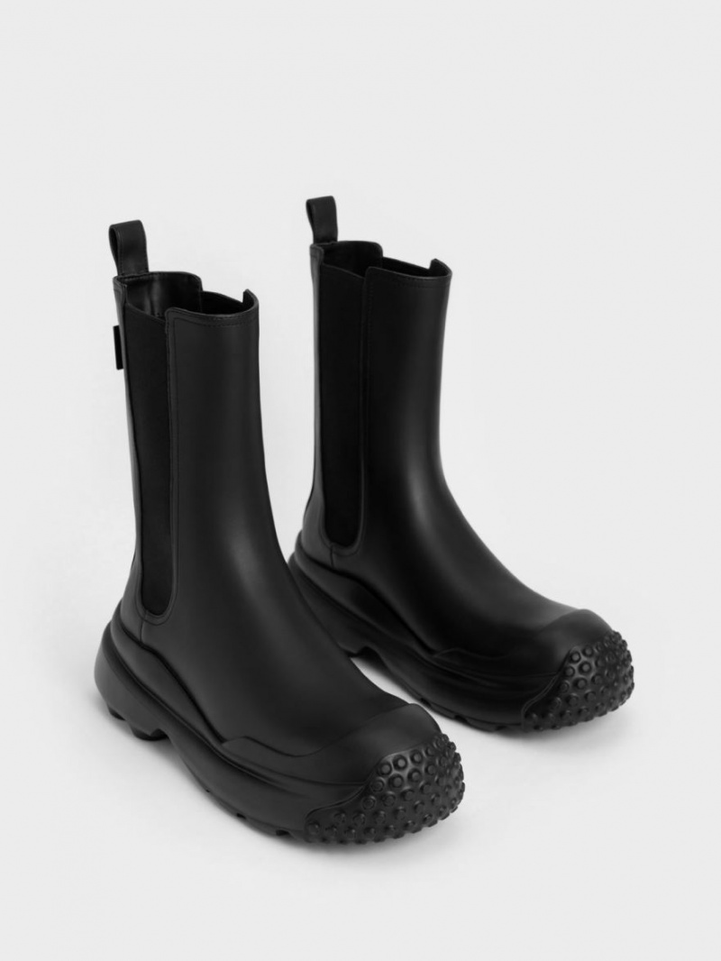 Charles And Keith Elba Round-Toe Chelsea Boots Black | PHILIPPINES Y362