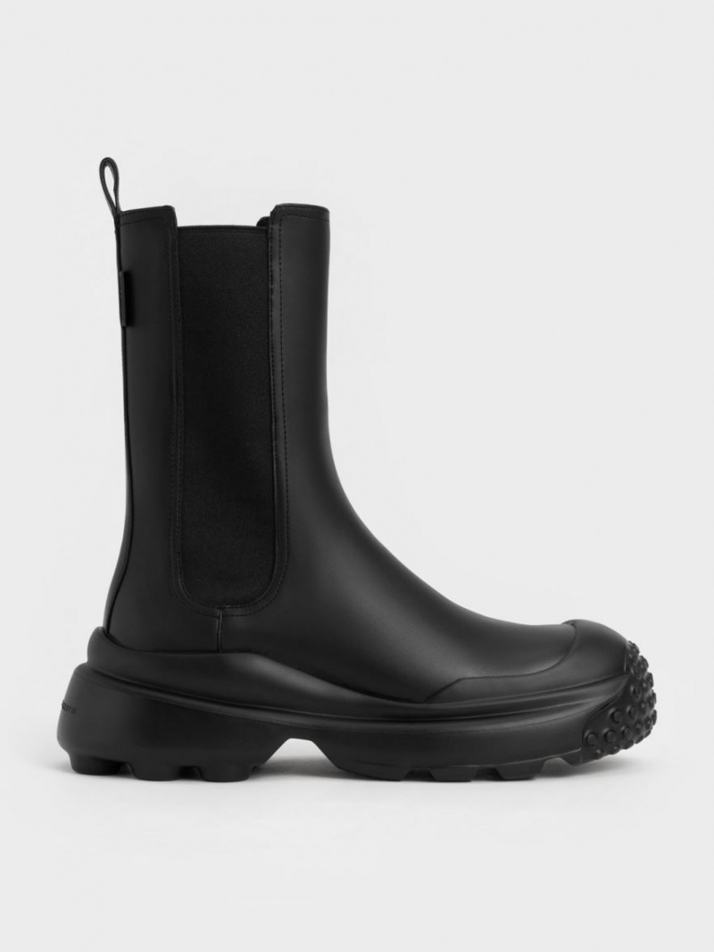 Charles And Keith Elba Round-Toe Chelsea Boots Black | PHILIPPINES Y362