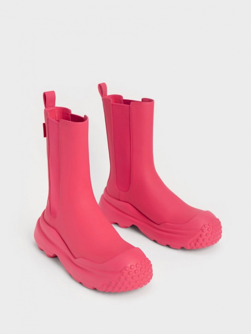 Charles And Keith Elba Round-Toe Chelsea Boots Pink | PHILIPPINES P347