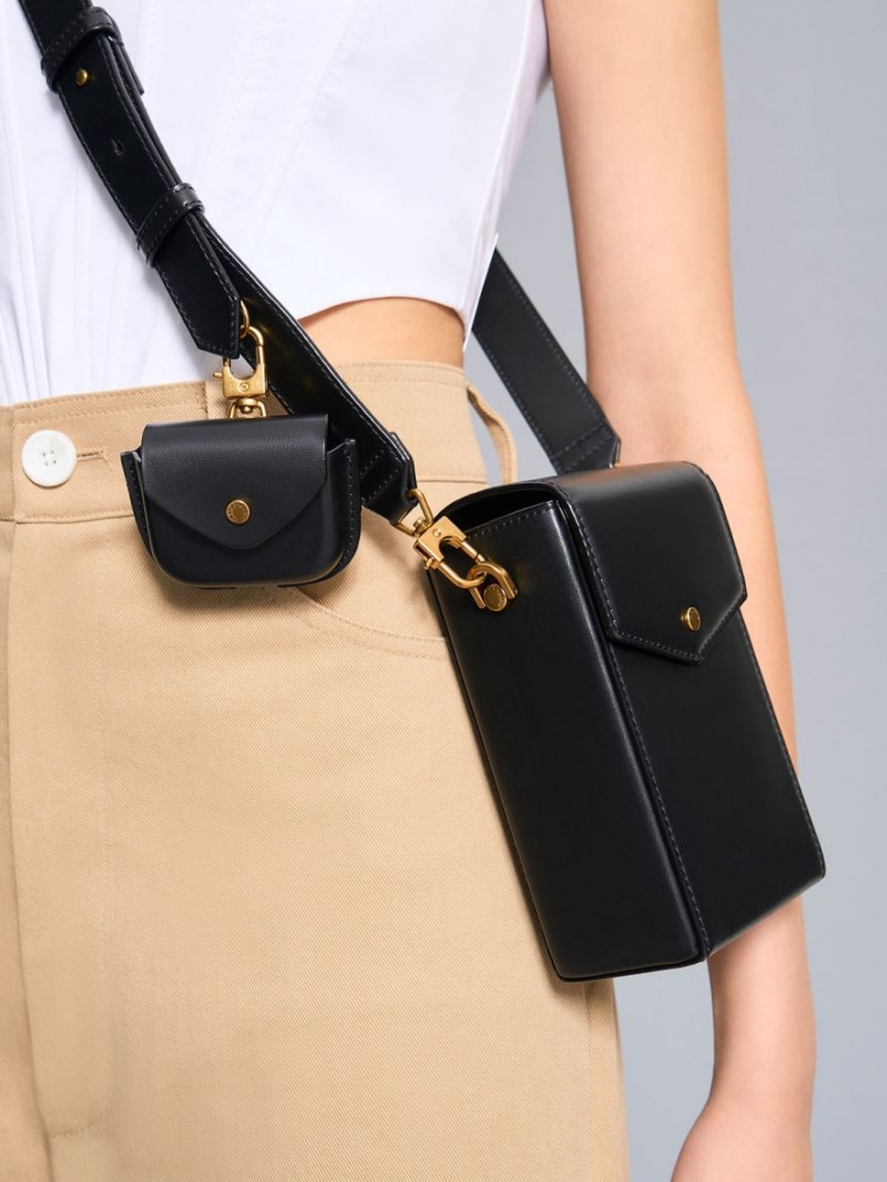 Charles And Keith Elongated Crossbody Bags Black | PHILIPPINES H519