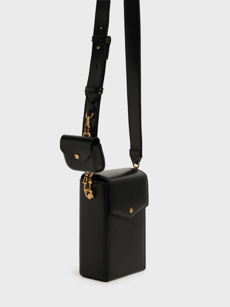 Charles And Keith Elongated Crossbody Bags Black | PHILIPPINES H519