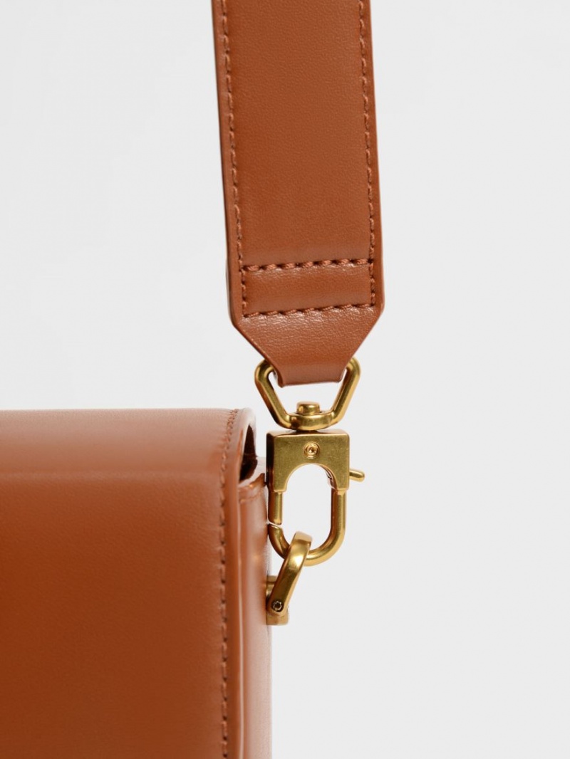 Charles And Keith Elongated Crossbody Bags Brown | PHILIPPINES I083