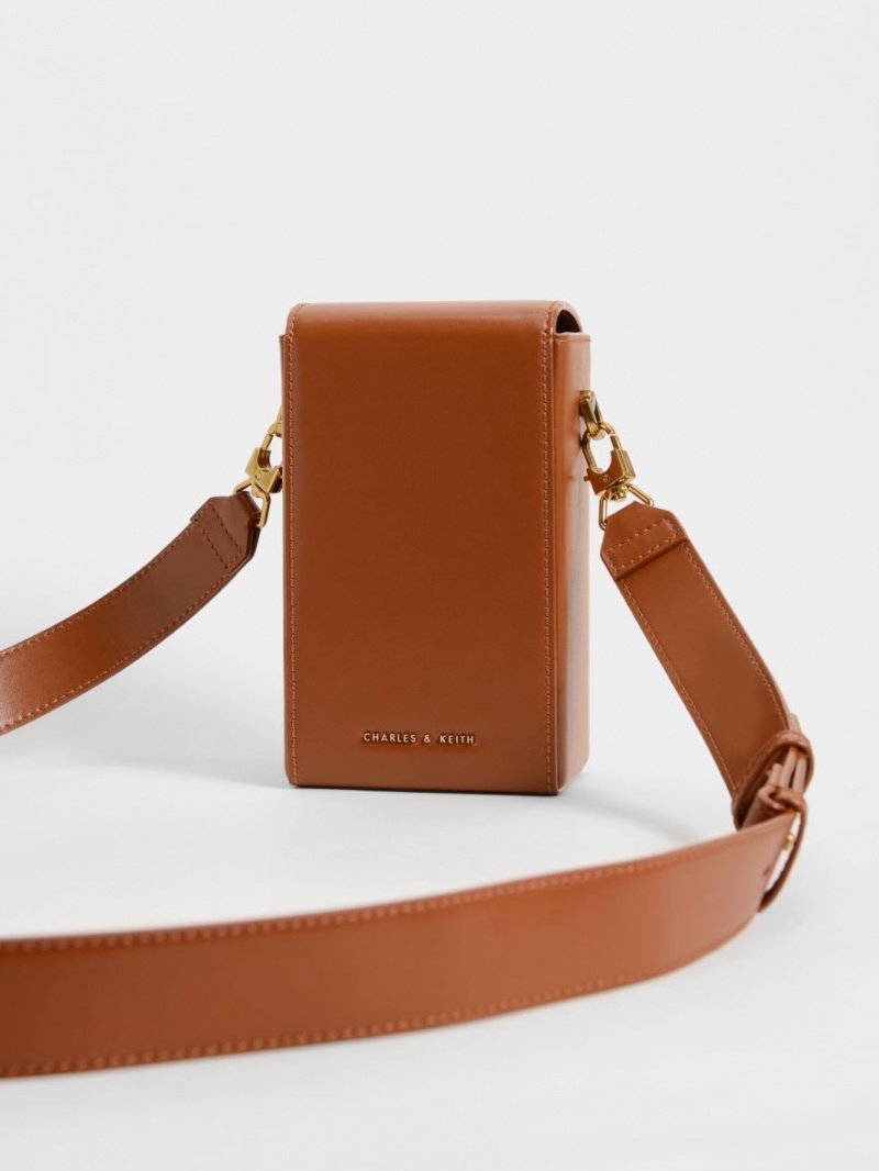 Charles And Keith Elongated Crossbody Bags Brown | PHILIPPINES I083