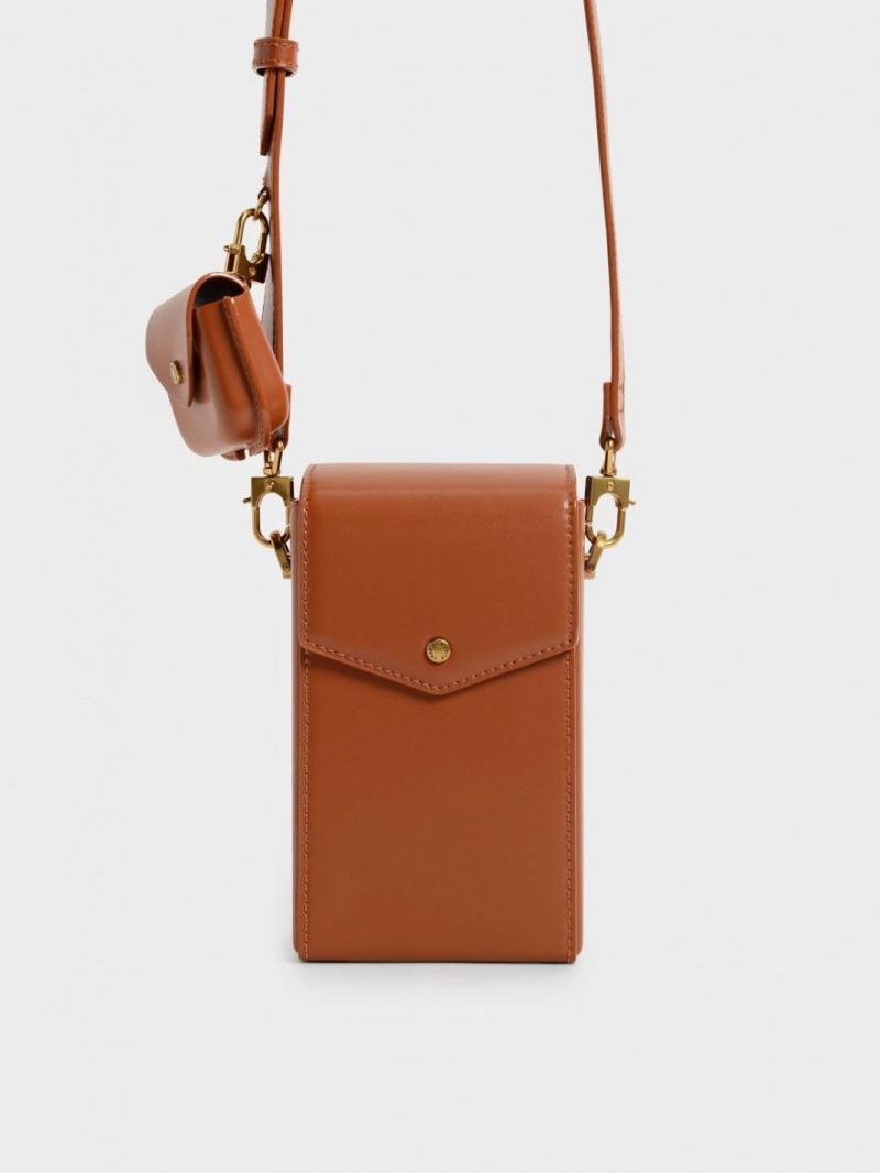 Charles And Keith Elongated Crossbody Bags Brown | PHILIPPINES I083