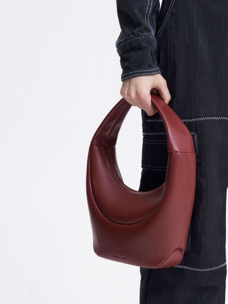 Charles And Keith Elongated Curved Hobo Bag Red | PHILIPPINES U985