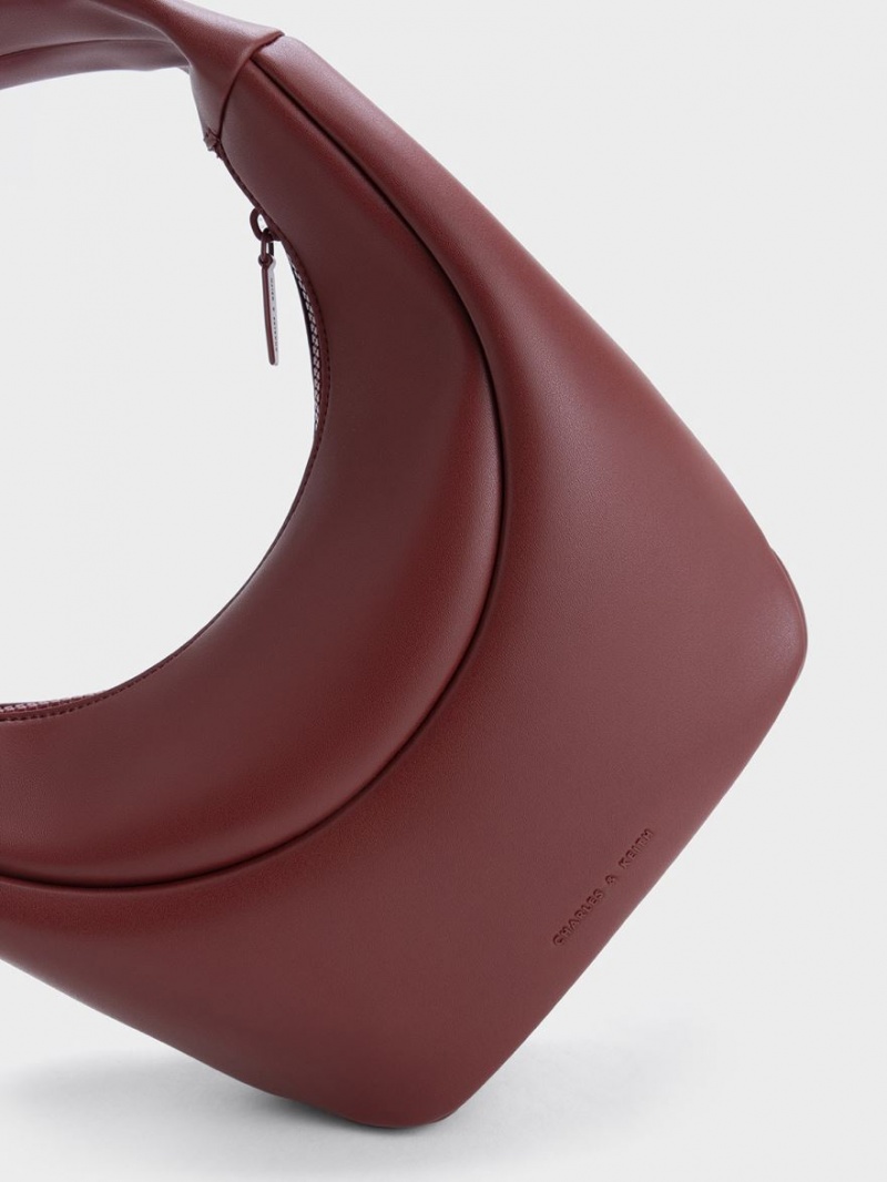 Charles And Keith Elongated Curved Hobo Bag Red | PHILIPPINES U985