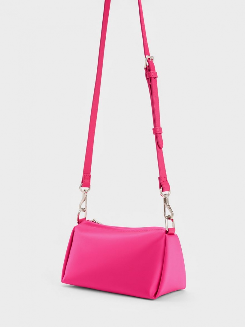 Charles And Keith Embellished Chain Handle Satin Crossbody Bags Pink | PHILIPPINES U125