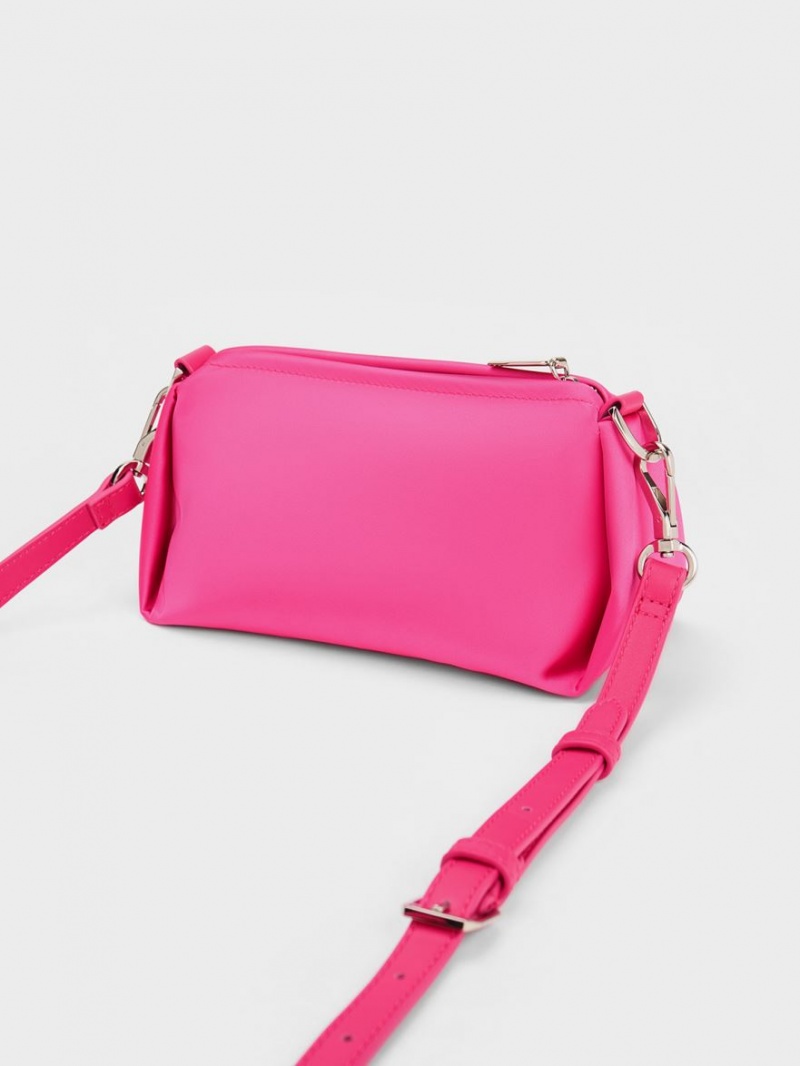 Charles And Keith Embellished Chain Handle Satin Crossbody Bags Pink | PHILIPPINES U125