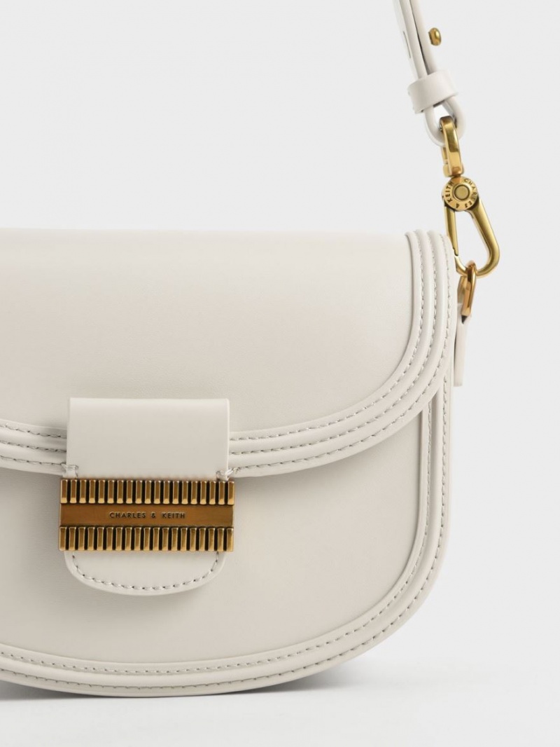 Charles And Keith Embellished Saddle Bags Cream | PHILIPPINES R963