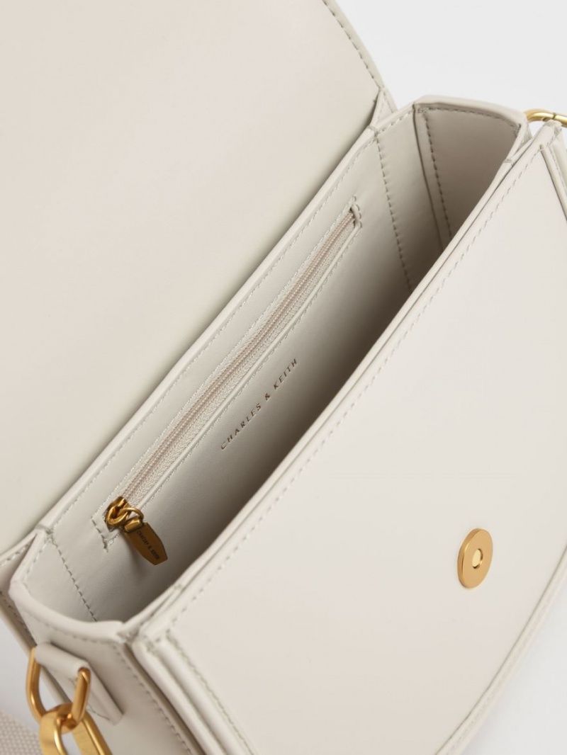 Charles And Keith Embellished Saddle Bags Cream | PHILIPPINES R963