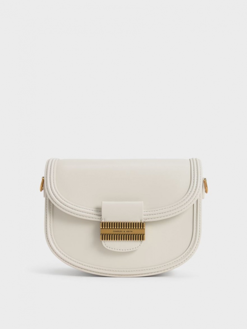 Charles And Keith Embellished Saddle Bags Cream | PHILIPPINES R963