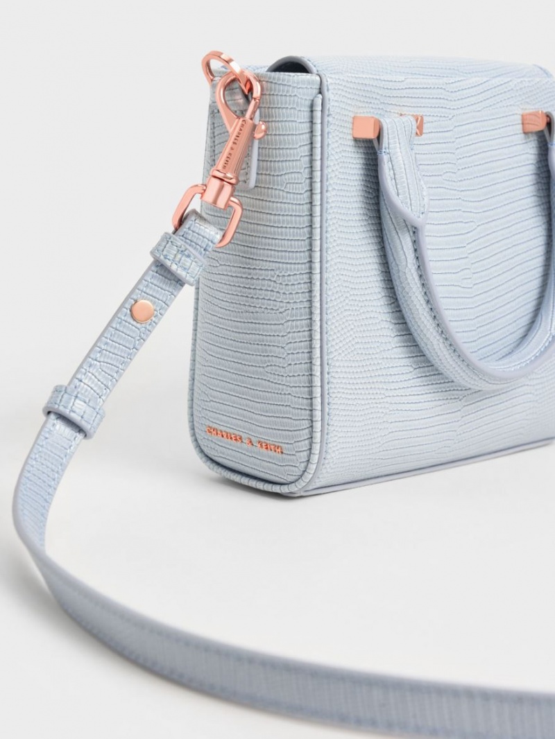 Charles And Keith Embossed Top Handbag Light Grey | PHILIPPINES U380