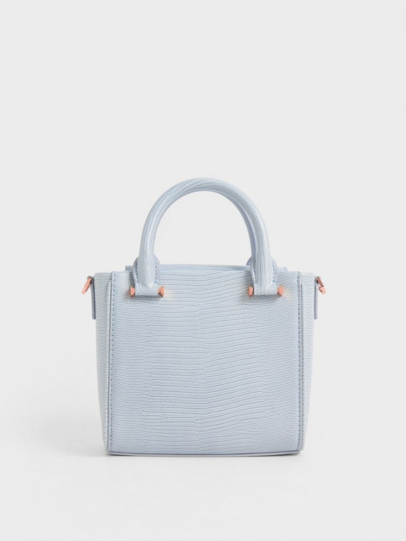 Charles And Keith Embossed Top Handbag Light Grey | PHILIPPINES U380