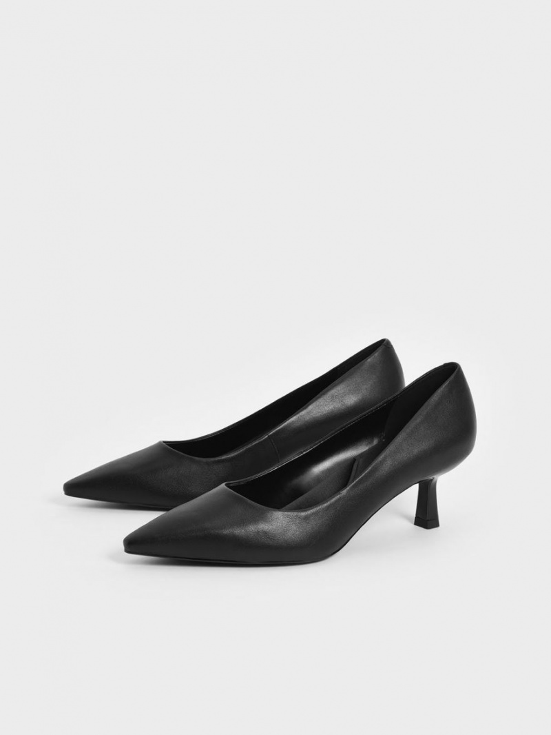 Charles And Keith Emmy Pointed Kitten Heel Pumps Black | PHILIPPINES N127