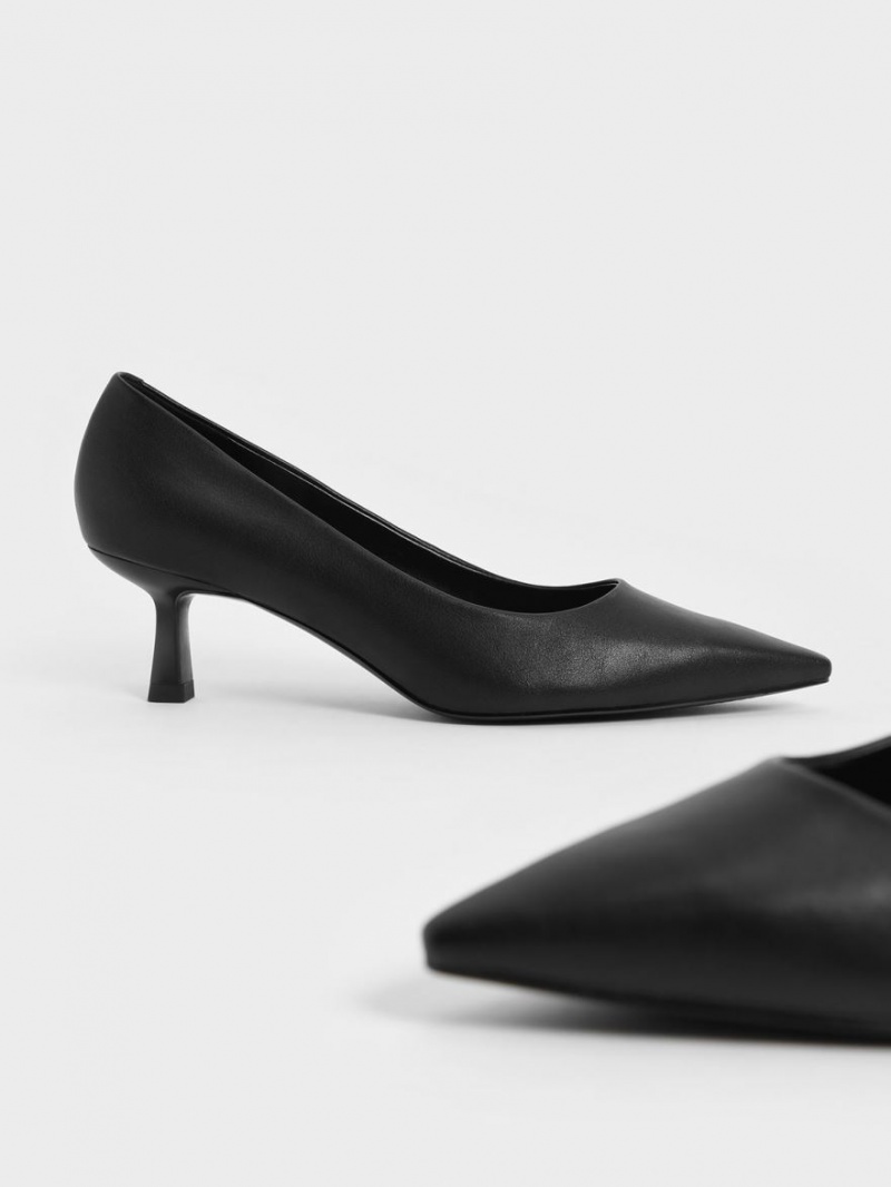 Charles And Keith Emmy Pointed Kitten Heel Pumps Black | PHILIPPINES N127