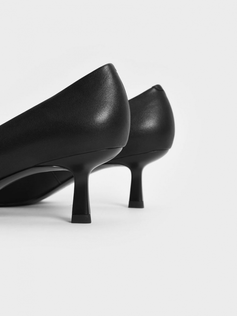 Charles And Keith Emmy Pointed Kitten Heel Pumps Black | PHILIPPINES N127