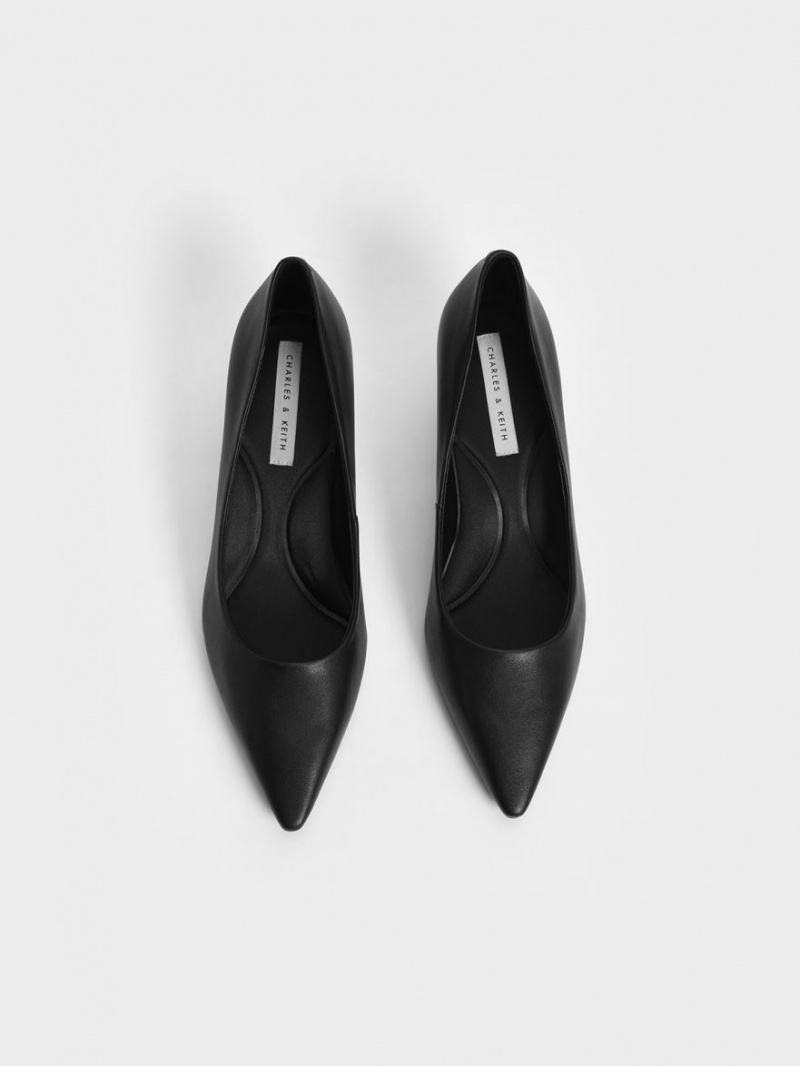 Charles And Keith Emmy Pointed Kitten Heel Pumps Black | PHILIPPINES N127