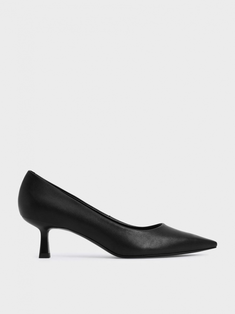 Charles And Keith Emmy Pointed Kitten Heel Pumps Black | PHILIPPINES N127