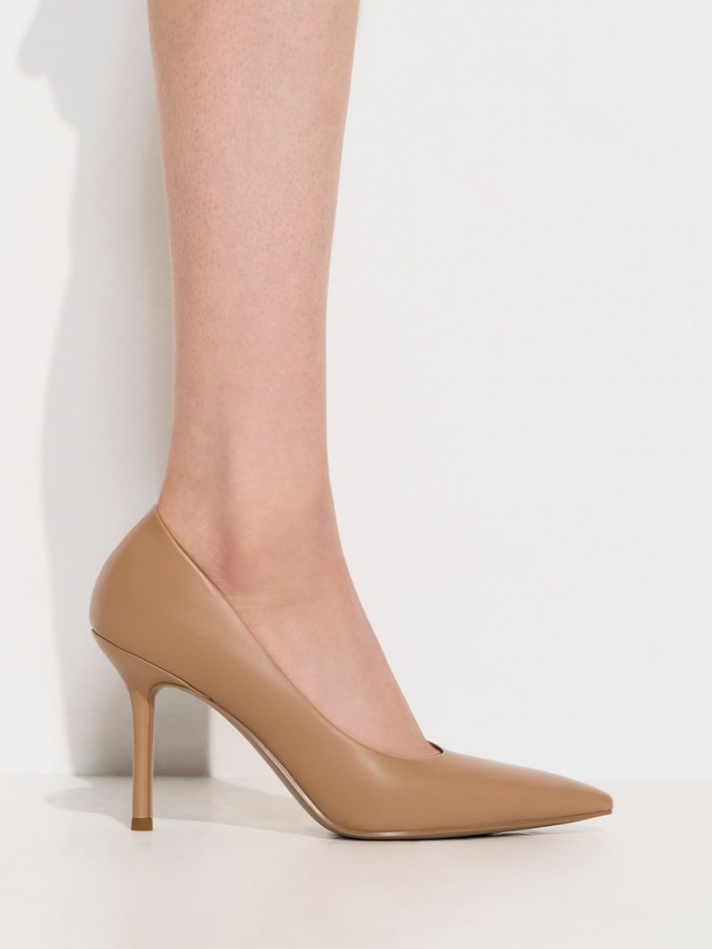 Charles And Keith Emmy Stiletto Heel Pumps Brown | PHILIPPINES R346