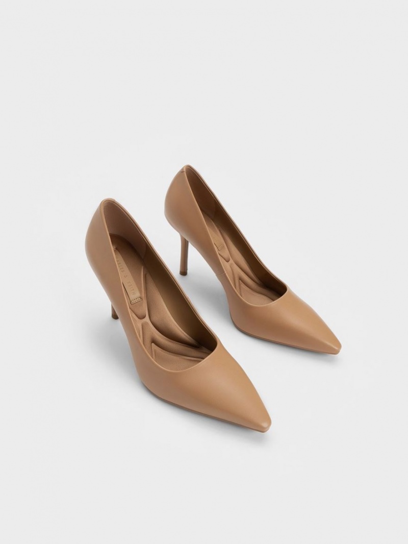 Charles And Keith Emmy Stiletto Heel Pumps Brown | PHILIPPINES R346