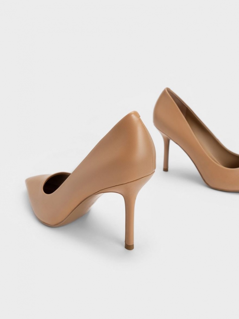 Charles And Keith Emmy Stiletto Heel Pumps Brown | PHILIPPINES R346