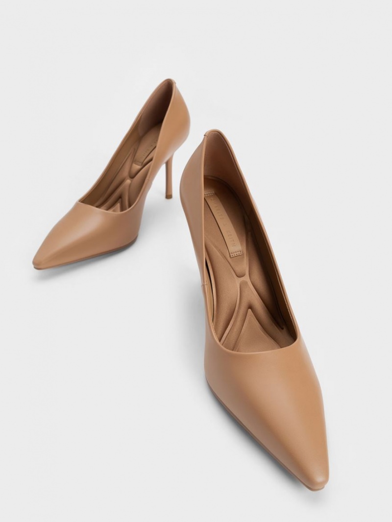 Charles And Keith Emmy Stiletto Heel Pumps Brown | PHILIPPINES R346