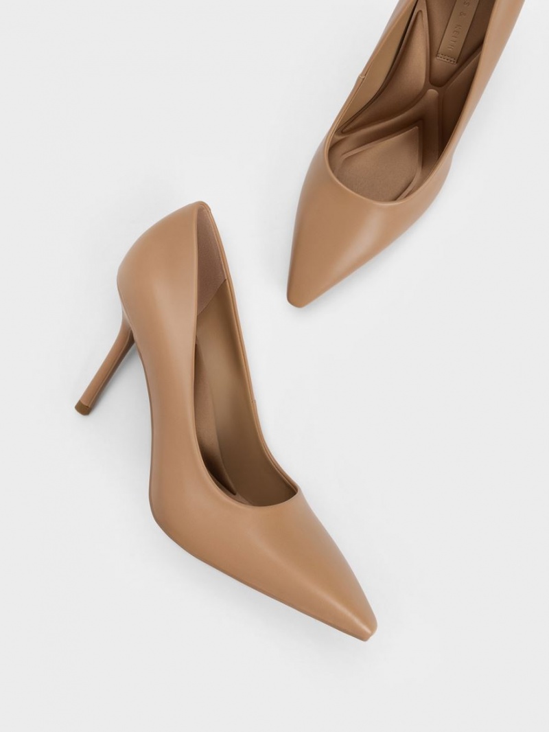 Charles And Keith Emmy Stiletto Heel Pumps Brown | PHILIPPINES R346