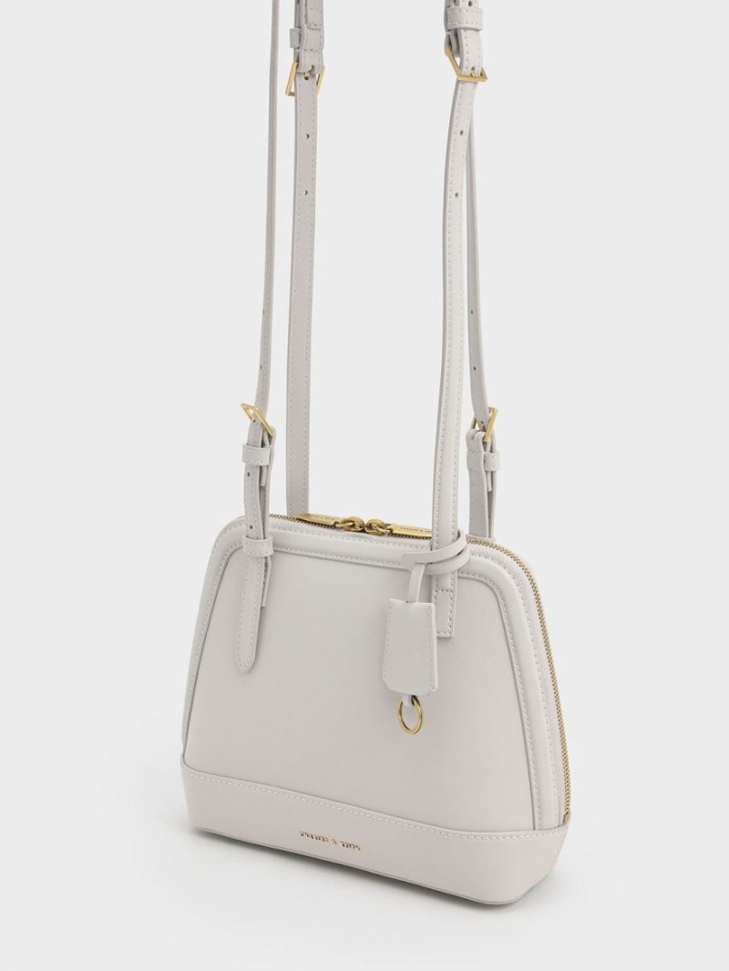 Charles And Keith Enola Double Handle Structured Shoulder Bags Light Grey | PHILIPPINES I723